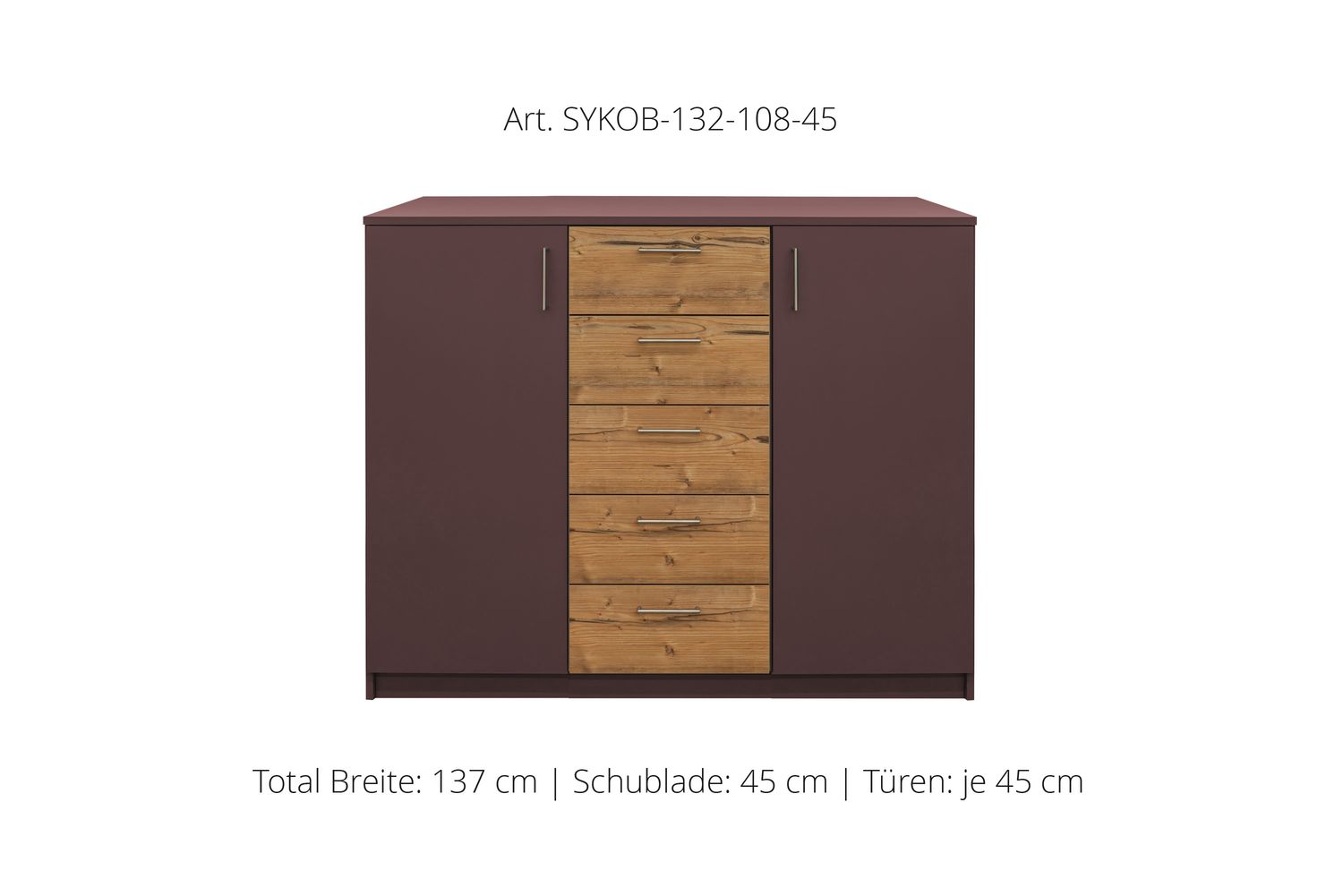 Office Sideboard 2-door | center unit with 3 drawers | height 108 cm  | available in 3 widths