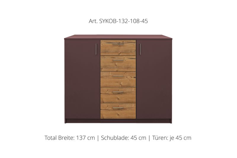 Office Sideboard 2-door | center unit with 3 drawers | height 108 cm  | available in 3 widths