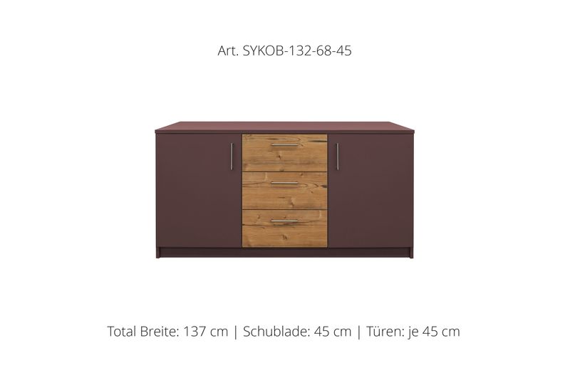 Office Sideboard 2-door | center unit with 3 drawers | height 68 cm  | available in 3 widths