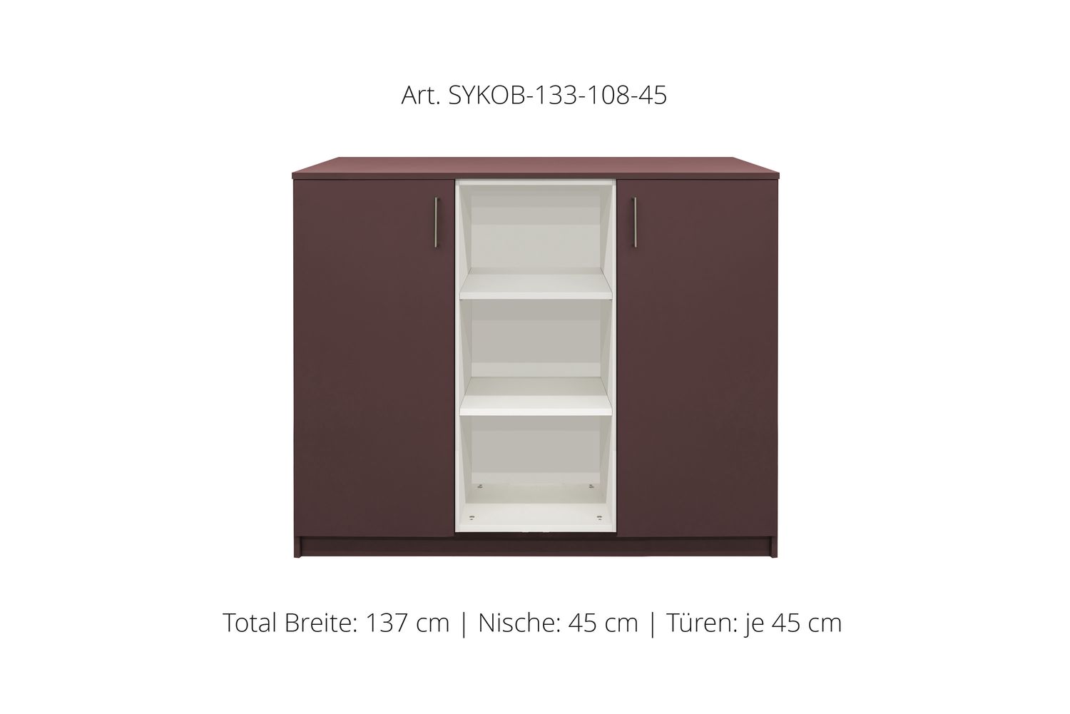 Office Sideboard 2-door | and open center niche | height 108 cm  | available in 3 widths