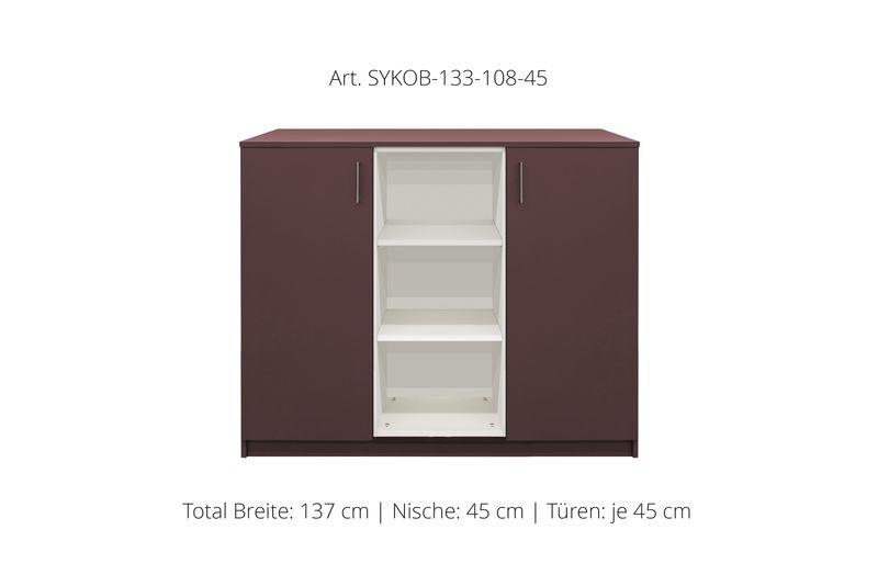 Office Sideboard 2-door | and open center niche | height 108 cm  | available in 3 widths