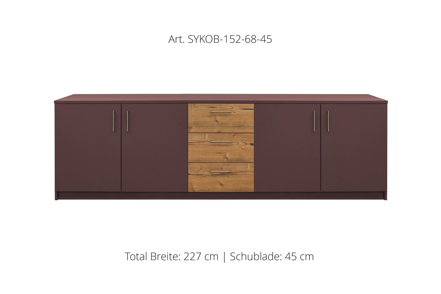 Office Sideboard 4-door | center unit with 3 drawers | height 68 cm  | available in 3 widths