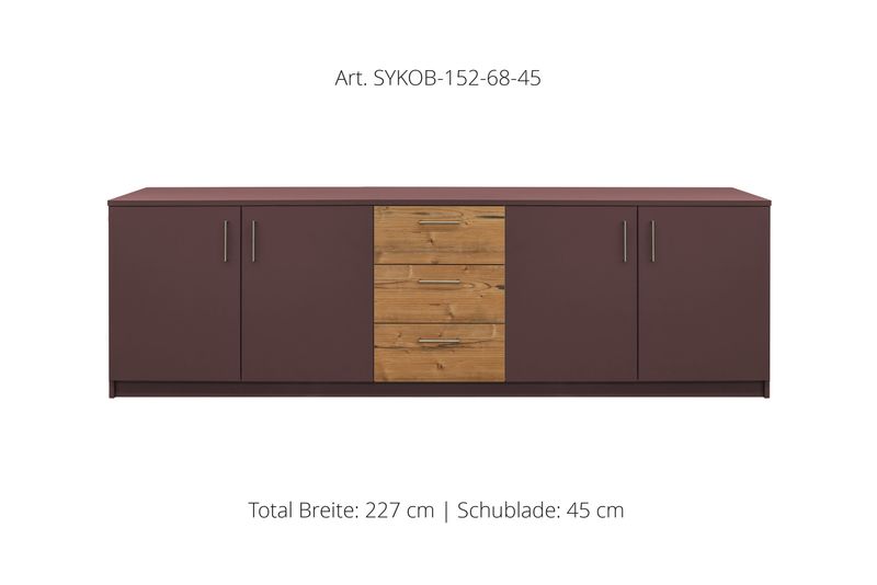 Office Sideboard 4-door | center unit with 3 drawers | height 68 cm  | available in 3 widths