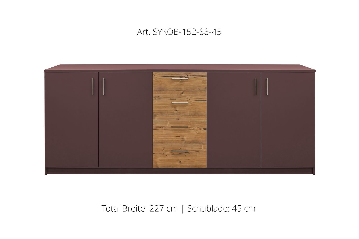 Ufficio Sideboard 4 ante | et elemento central con 3 cassetti | altezza 88 cm | disponibile in 3 larghezz
