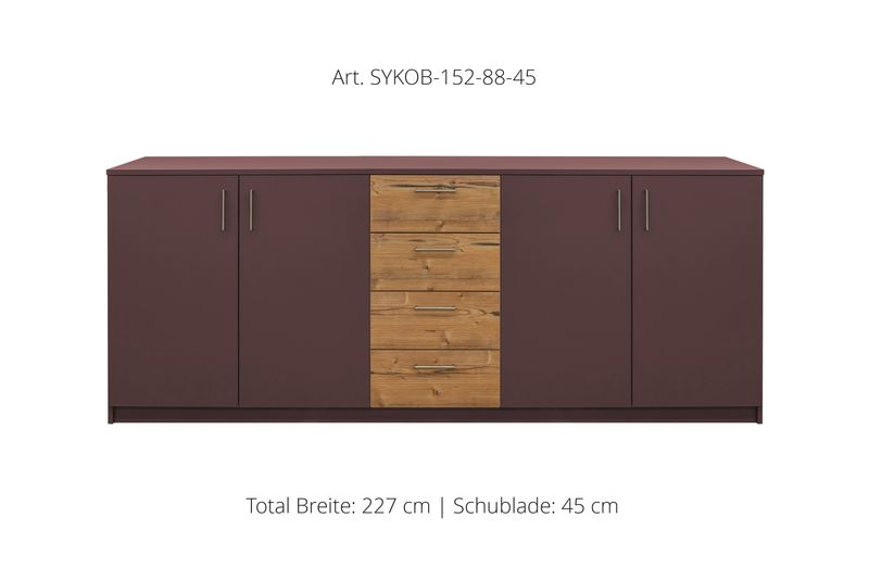 Office Sideboard 4-door | center unit with 3 drawers | height 88 cm  | available in 3 widths