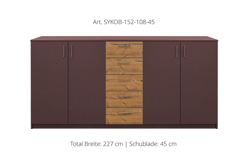 Office Sideboard 4-door | center unit with 3 drawers | height 108 cm  | available in 3 widths