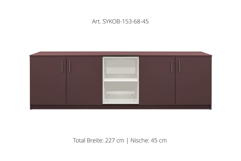 Office Sideboard 4-door | and open center niche | height 68 cm  | available in 3 widths