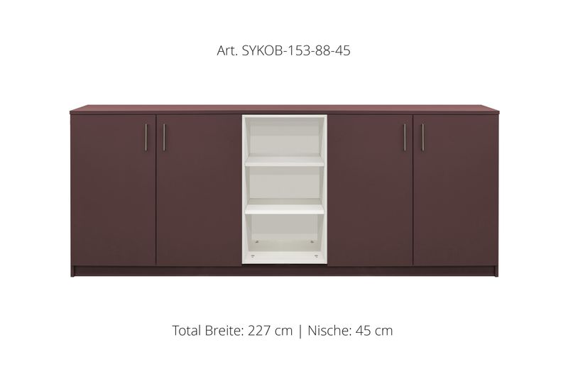 Office Sideboard 4-door | and open center niche | height 88 cm  | available in 3 widths