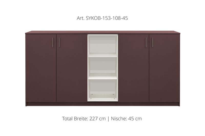 Office Sideboard 4-door | and open center niche | height 108 cm  | available in 3 widths