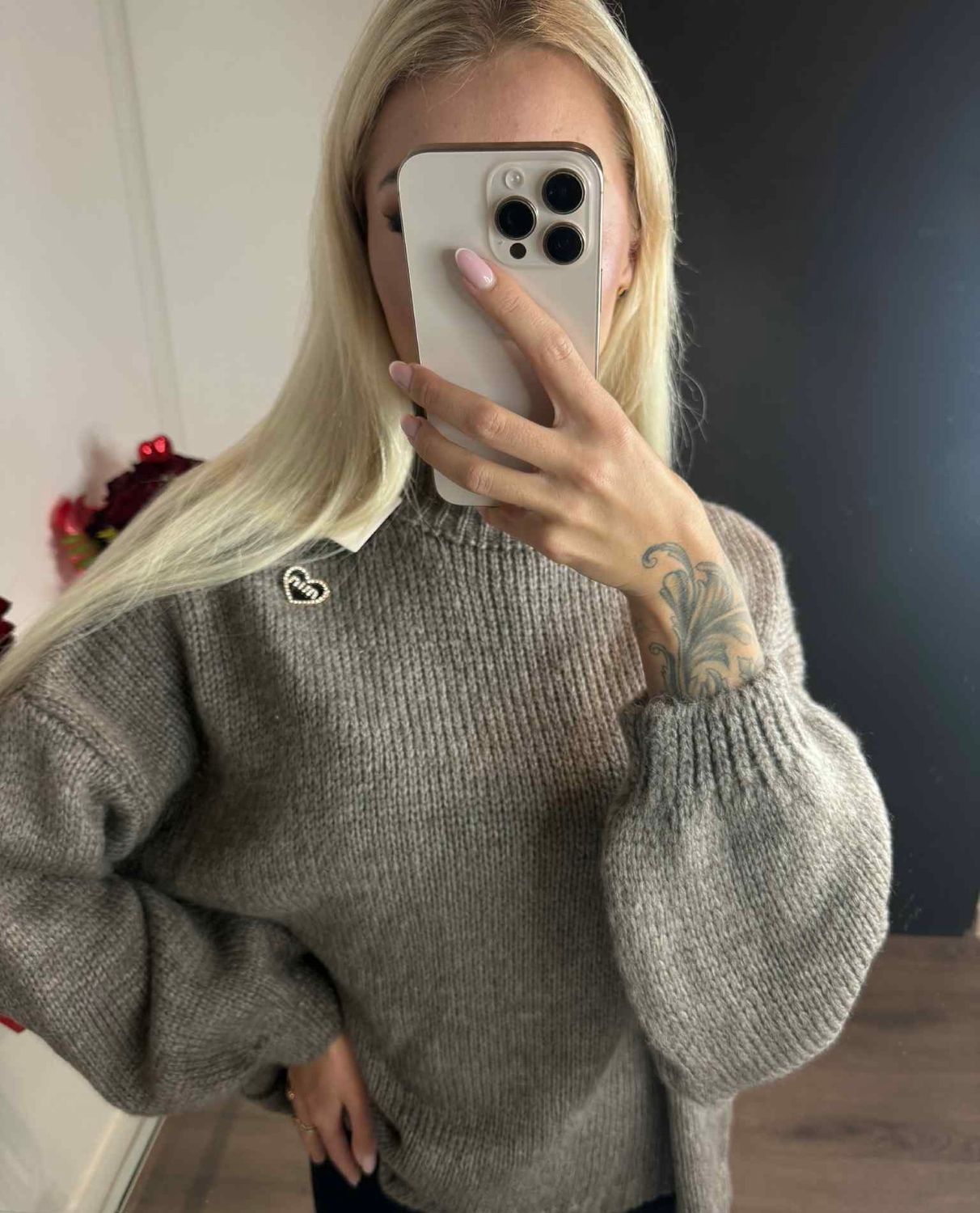 Sweter oversize fango