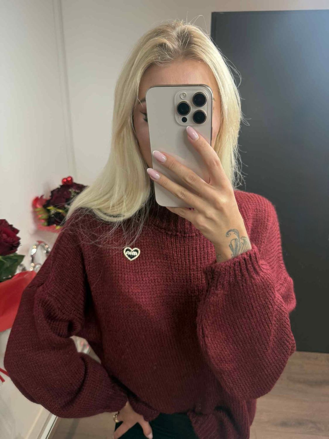 Sweter oversize bordo