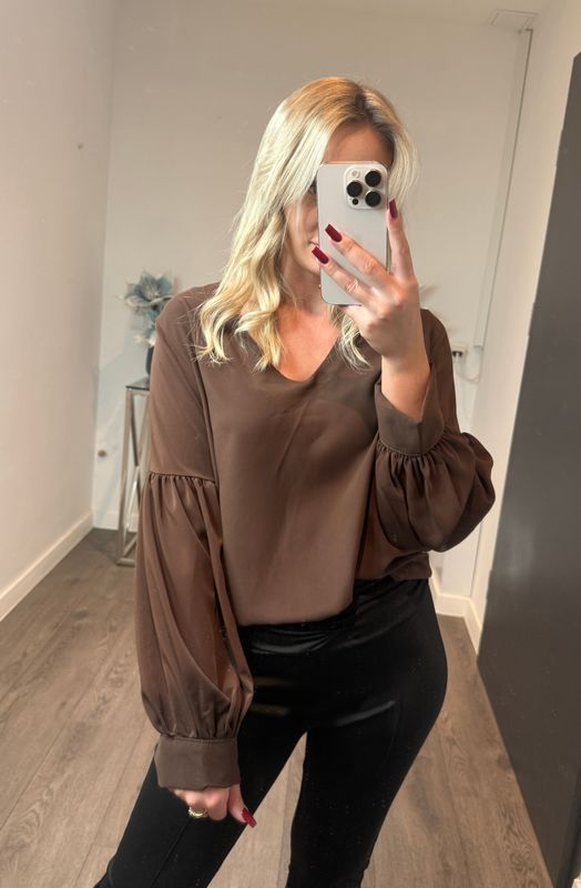 Bluzka koszulowa brązowa