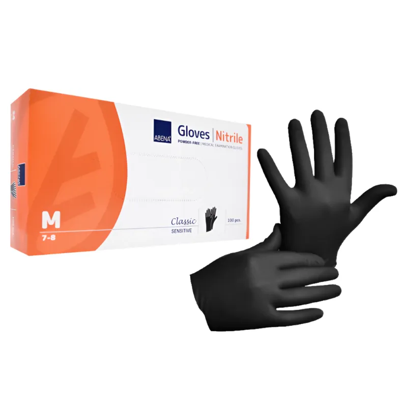 Rękawiczki nitrylowe bezpudrowe czarne - 100 sztuk