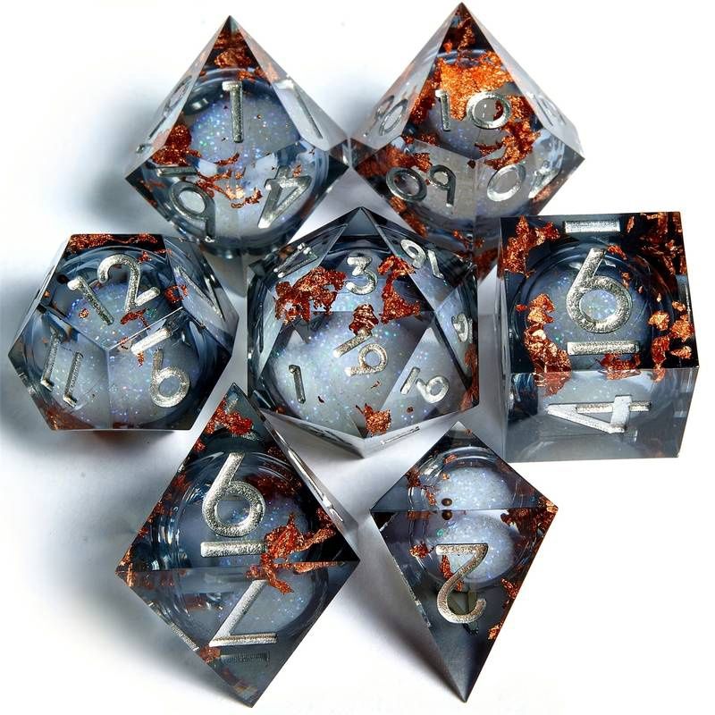 Gold Foil Liquid Core Dice Set