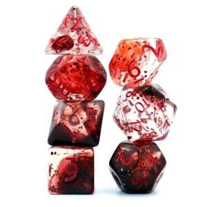 Red and Black Swirl Dice Set