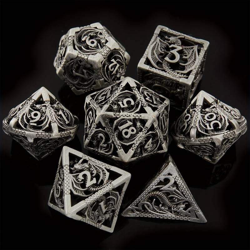 Silver Dragon Hollow Metal Dice