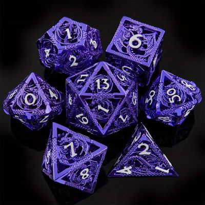 Hollow Metal Dice Set Solid Purple