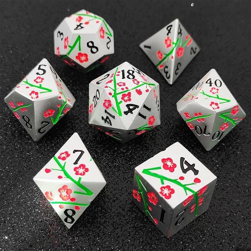 Big Red Metal Plum Blossom Dice Set