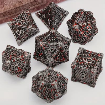 Bloody Pewter Dragon Scale Metal Dice