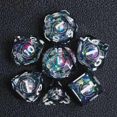 Purple clear acrylic space Dice Set