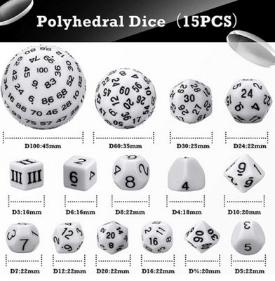 15 piece White Dice Set