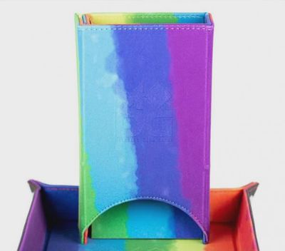 Dice Tower: Fold Up- Velvet Watercolor Rainbow