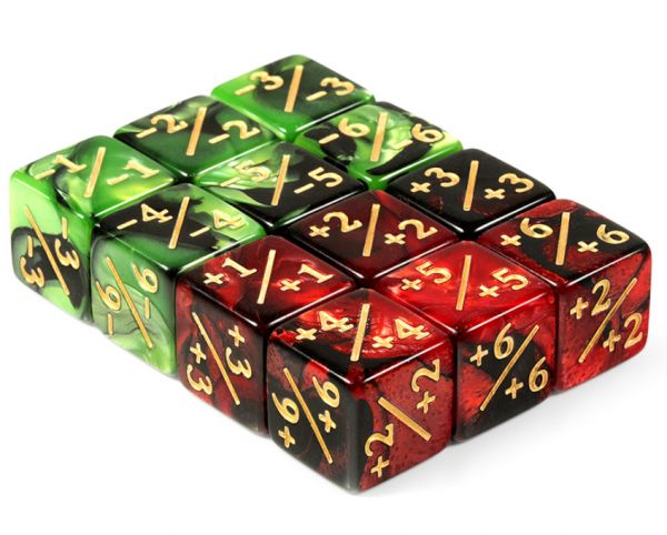 Dice Habit: Positive/Negative Dice Counters (Red/Green) (12pcs)