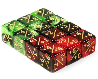 Dice Habit: Positive/Negative Dice Counters (Red/Green) (12pcs)