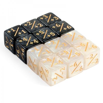 Dice Habit Positive/Negative Dice Counters [Oynx/Marble] (12pcs)