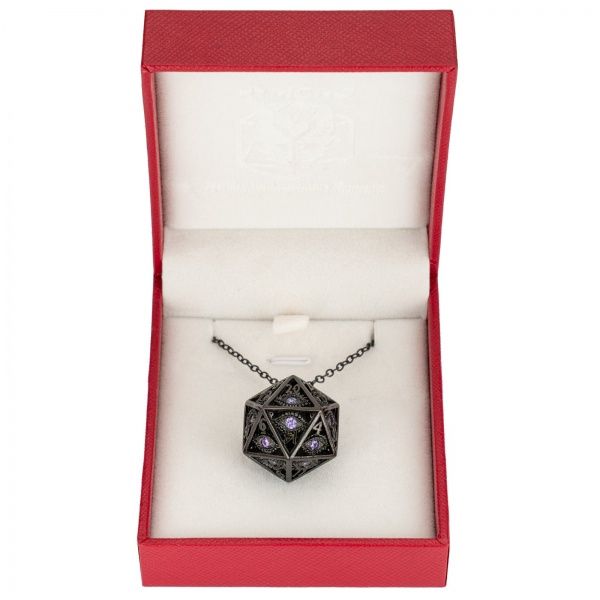 Metal D20 Necklace, Style: Black