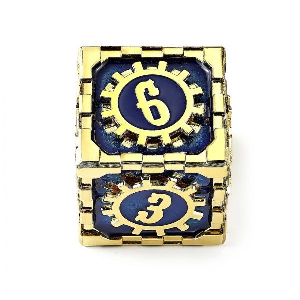 Mythic Size Cogcraft Fidget D6 - Vault Dweller - Blue &amp; Gold