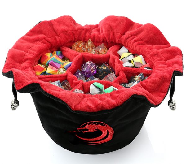 Dice Habit: Drawstring Sectional Dice Pouch, Colour: Black