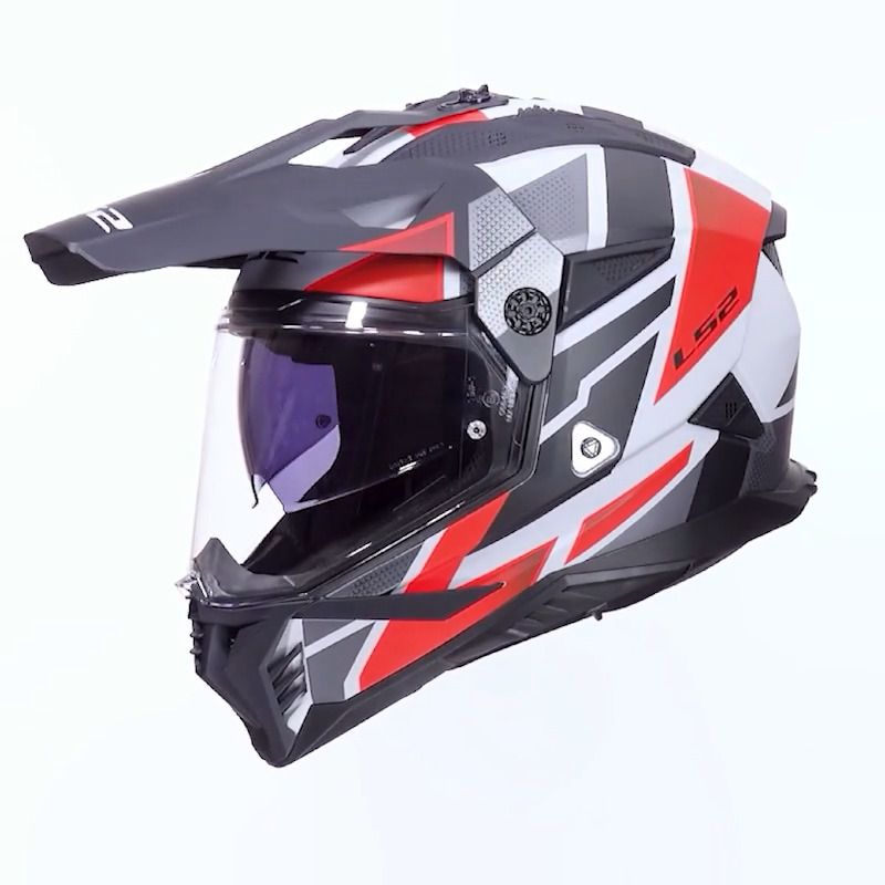 KASK LS2 MX702 PIONEER II BLOCK GREY RED -06  ( Matowy )