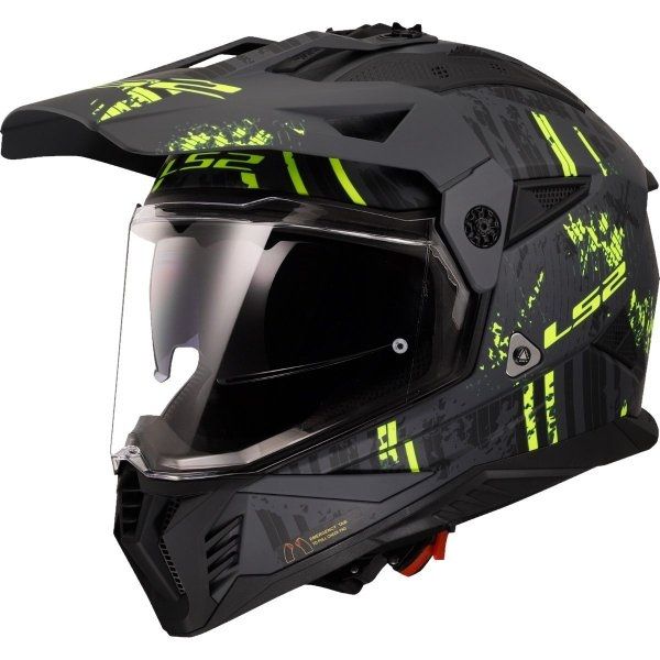 Kask Ls2 MX702 Pioneer II Crazy Matt Black  H-V Yellow -06  (Matowy)