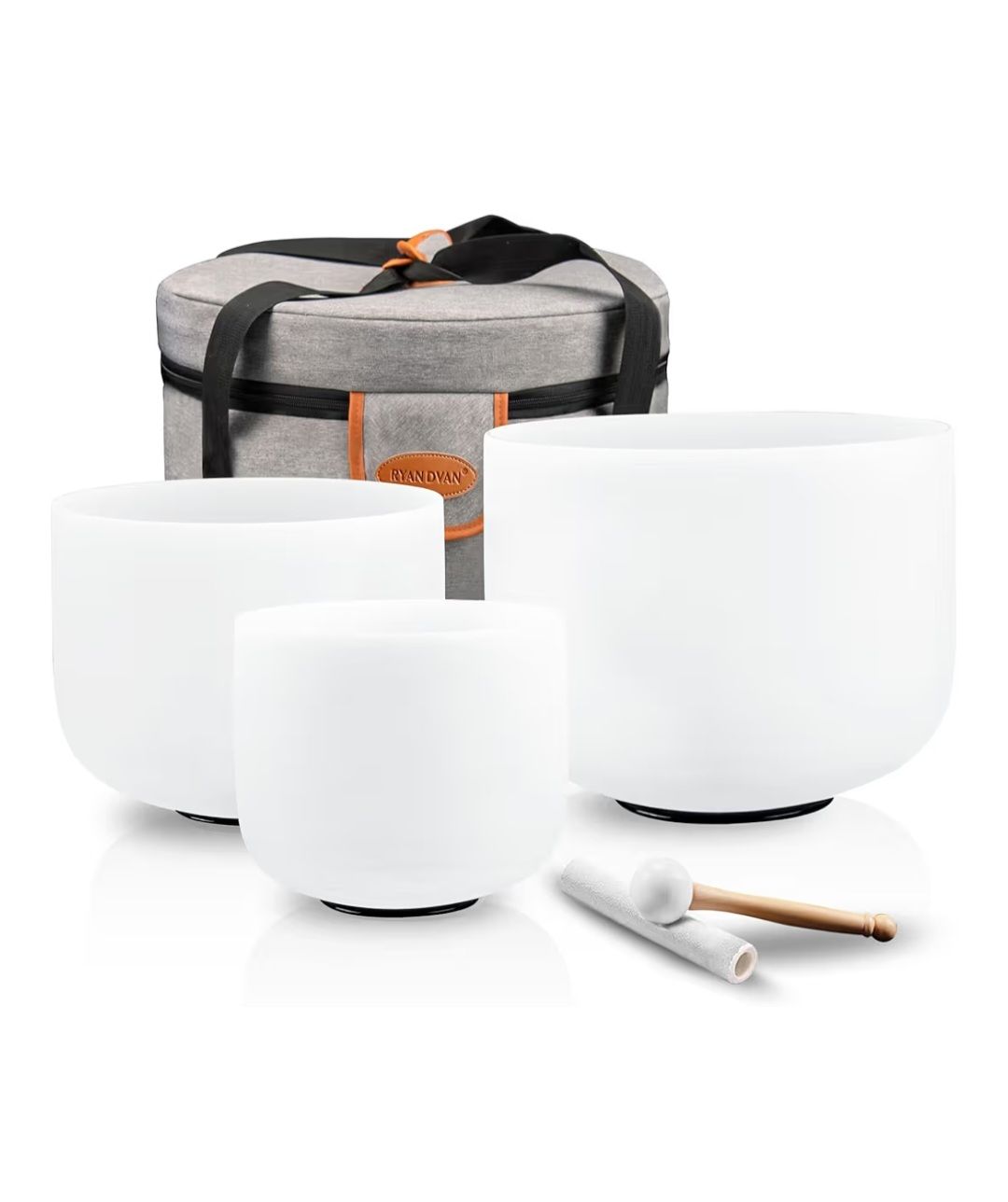 RYAN DVAN 432HZ Crystal Singing Bowl Set of 3, 6 RYAN DVAN 432HZ Crystal Singing Bowl Set of 3, 6" B Crown, 7" A Third Eye, 8" G Throat with Case Suede Striker & O-Ring Sound Therapy for Yoga, Reiki, Chakra Healing Energy Tuning & Mindfulness Kit