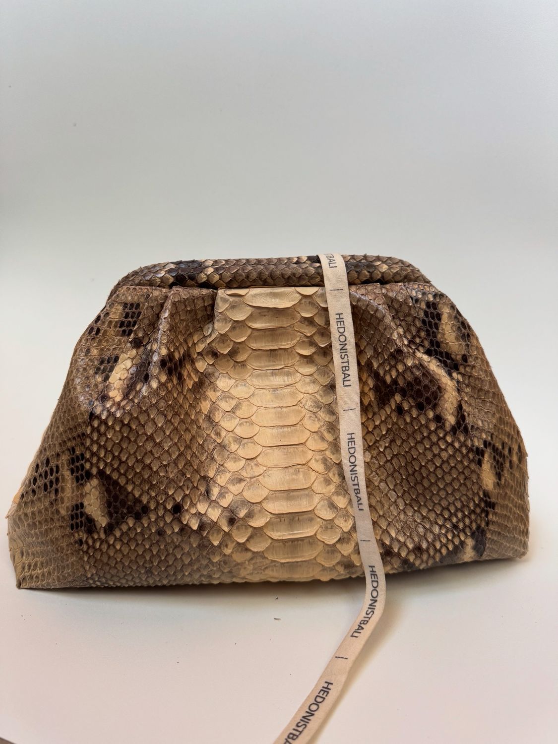 Genuine python skin pouch cloud clutch