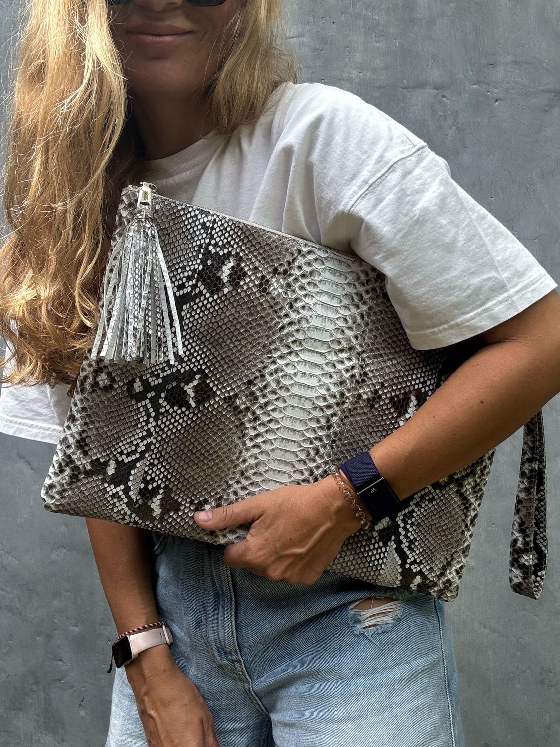 Genuine python skin laptop case