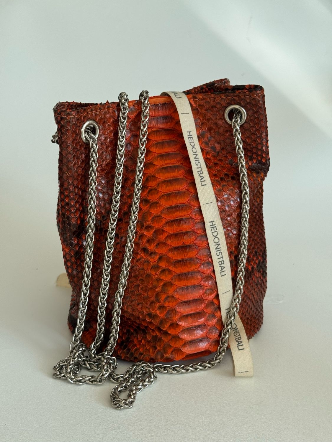 Genuinely python skin small bucket bag