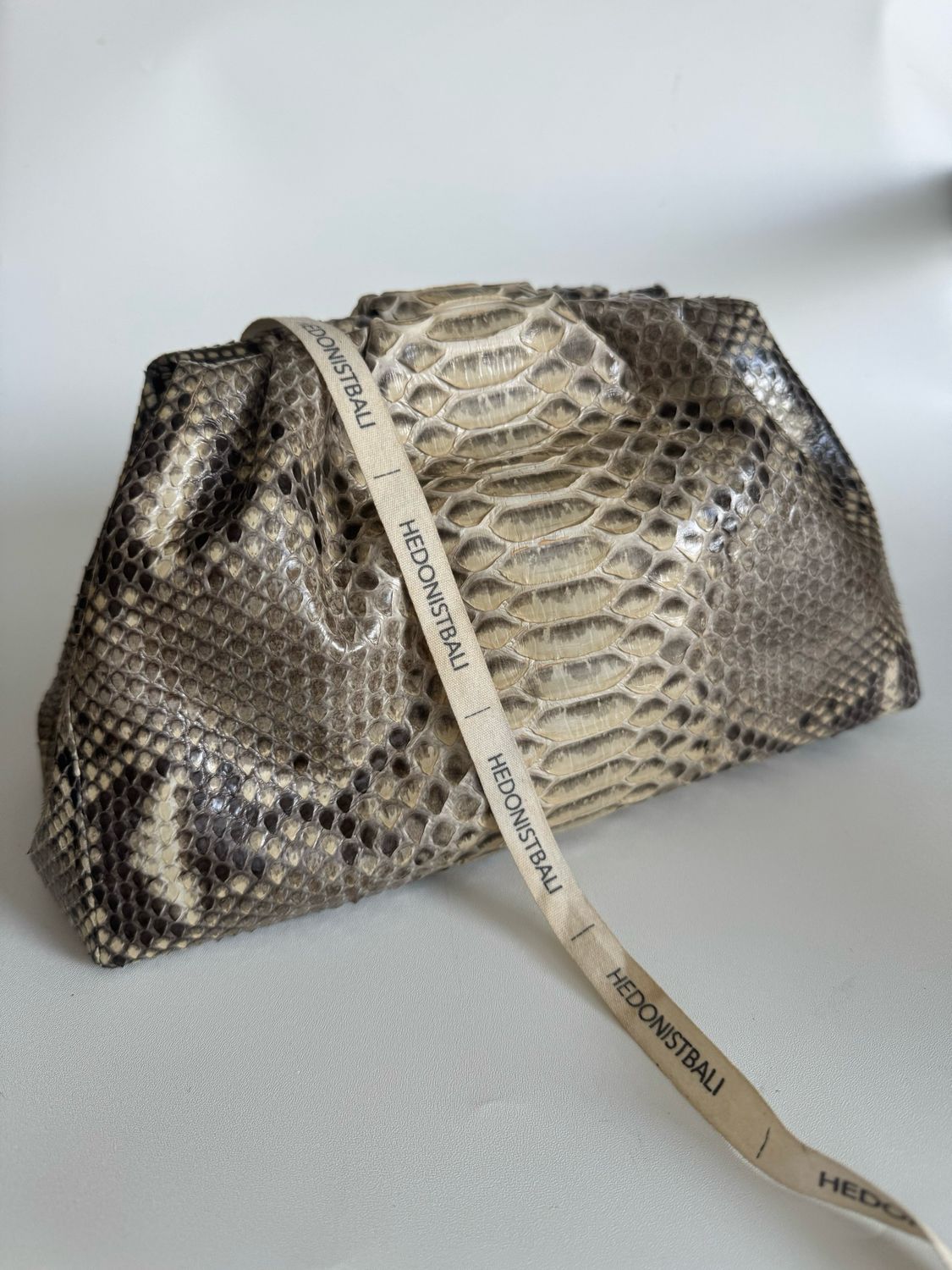 Genuine python skin cream pouch bag | exotic leather bags | small size soft clutch | snake designer bag | gift for her | classy purse