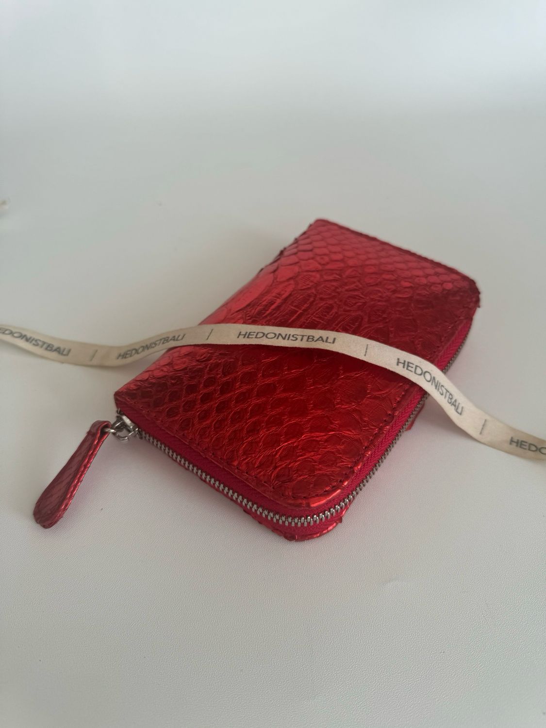 Genuine python skin red foil wallet | Small wallet | Exotic leather women wallet | Snake trendy Wallet | Snakeskin designer wallet
