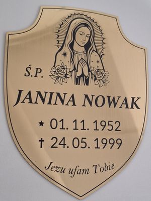 Szyld tarcza nagrobkowa 20cm x 15cm Standard