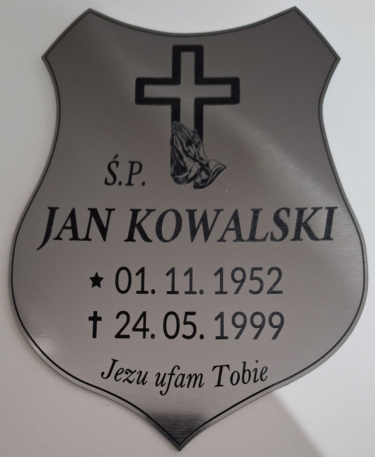 Szyld tarcza nagrobkowa 20cm x 15cm Standard