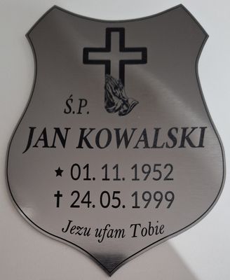 Szyld tarcza nagrobkowa 20cm x 15cm Standard