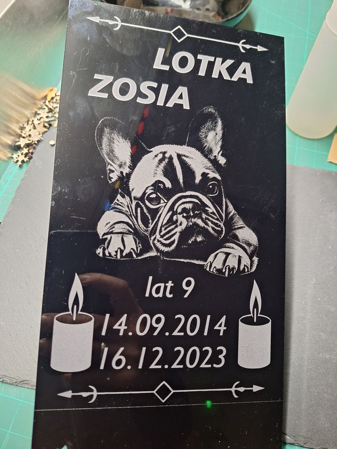 Tabliczka nagrobkowa dla pupila
