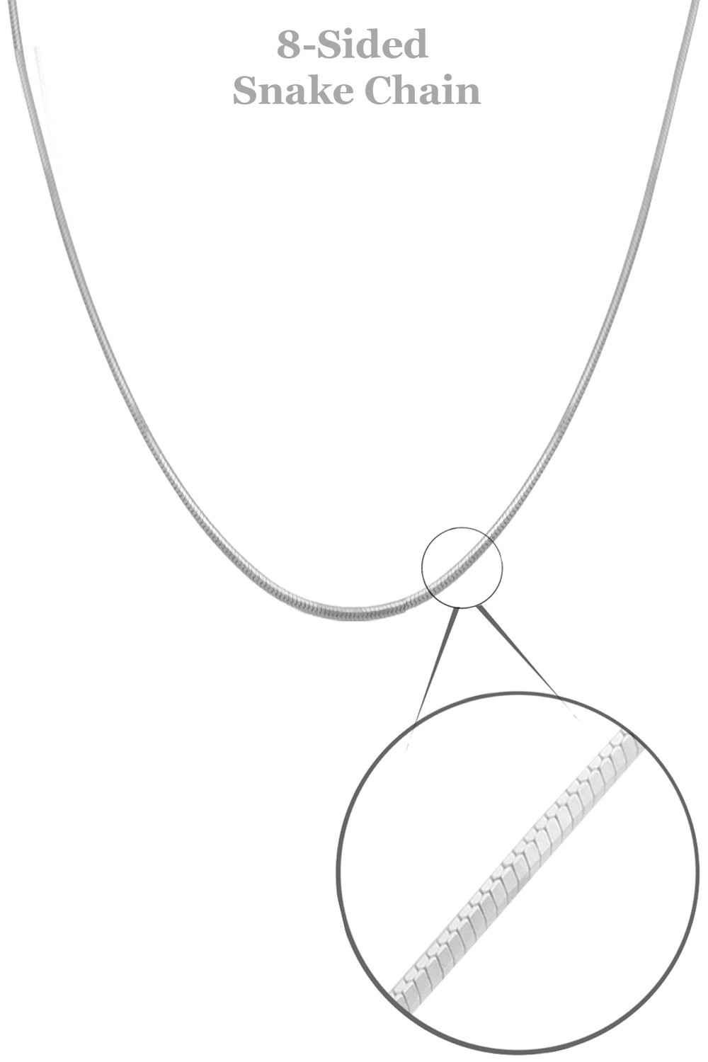 STERLING SILVER 8 SIDED SNAKE CHAIN 18&quot;