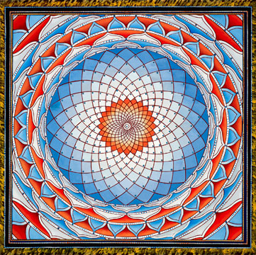 Blue Orange Wheel Mandala