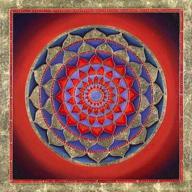Red Purple Sunburst Mandala