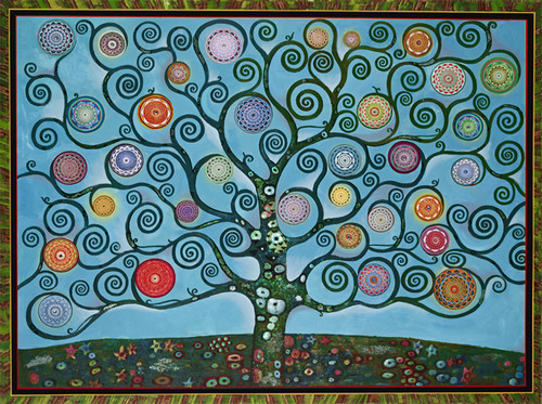 Horizontal Mandala Tree Light Blue
