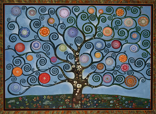 Horizontal Mandala Tree Blue