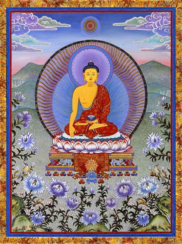 Buddha with Blue Lotuses
